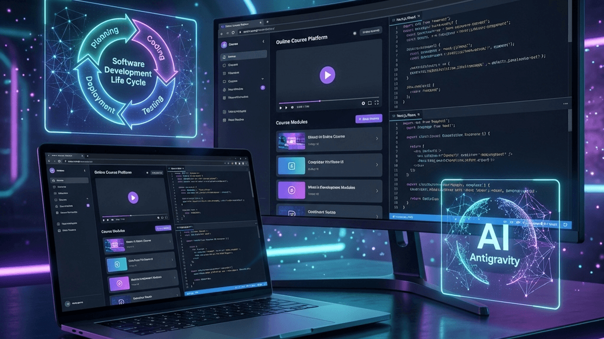 สร้างเว็บคอร์สเรียนออนไลน์สไตล์ Udemy ด้วย Antigravity และ SDLC แบบชิลๆ background
